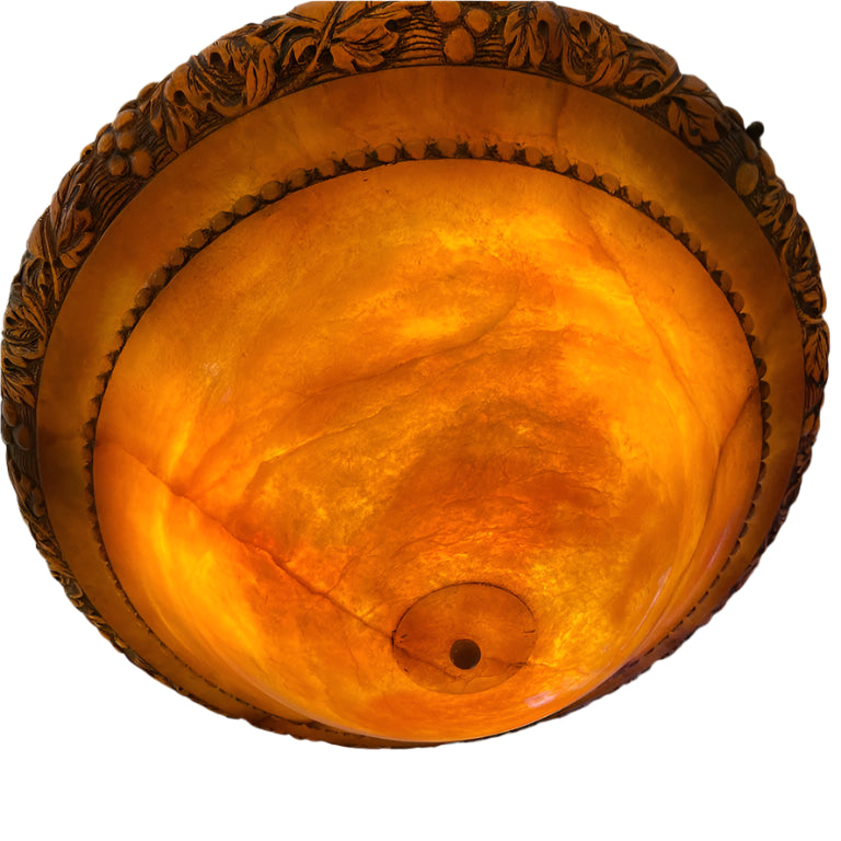 Grape Adorned Amber Alabaster Chandelier
