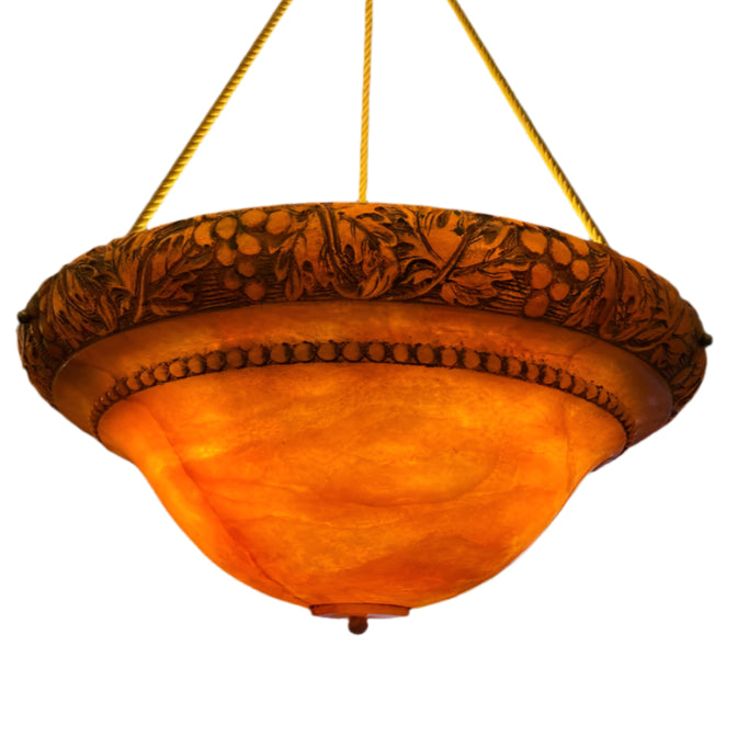 Grape Adorned Amber Alabaster Chandelier