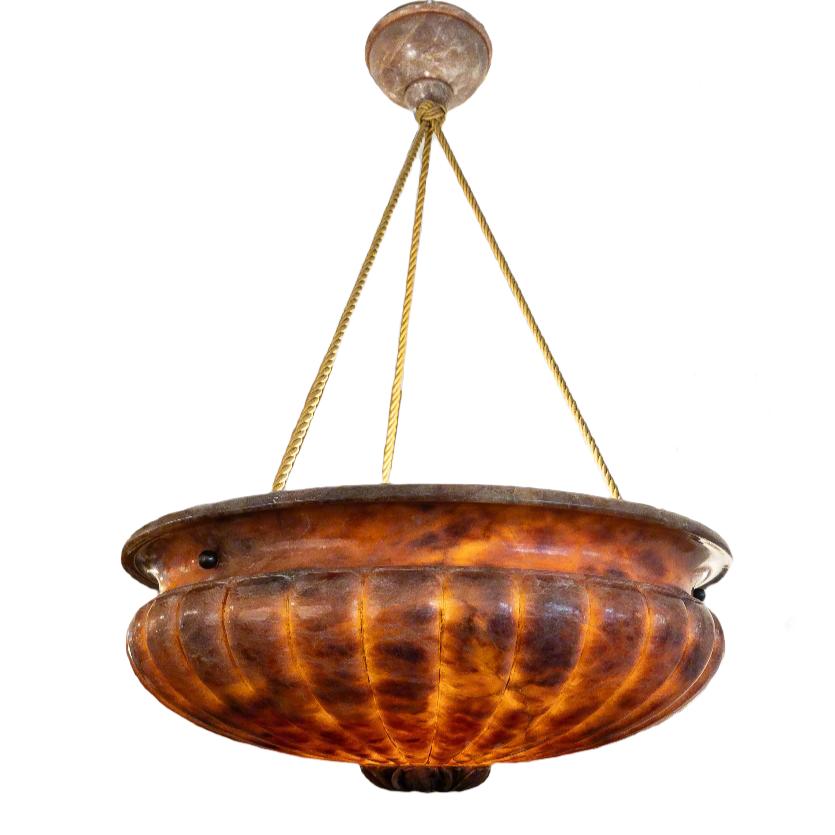 Neoclassical Amber Alabaster Light Fixture