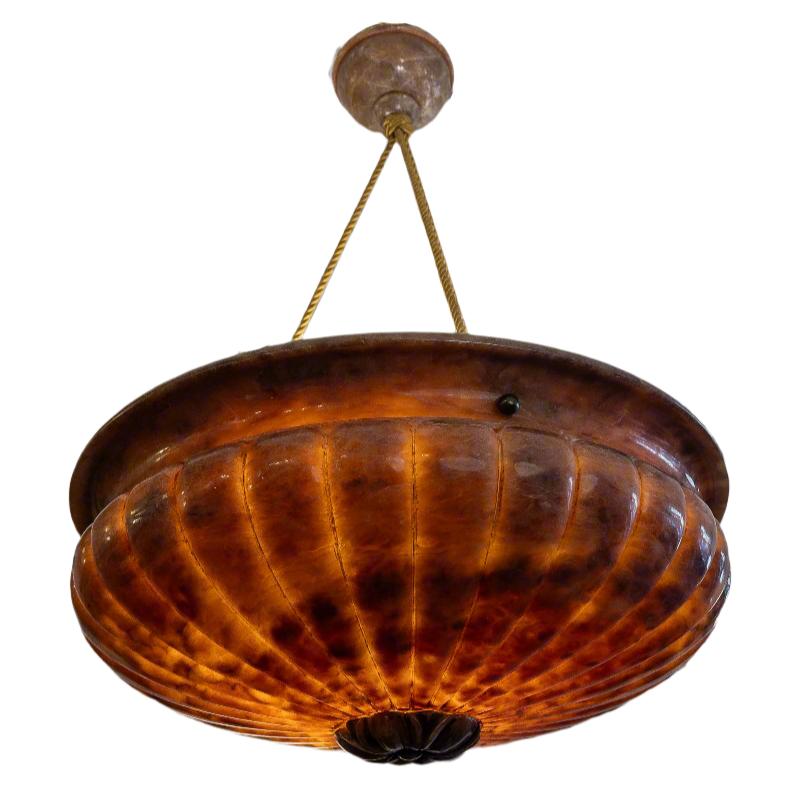 Neoclassical Amber Alabaster Light Fixture