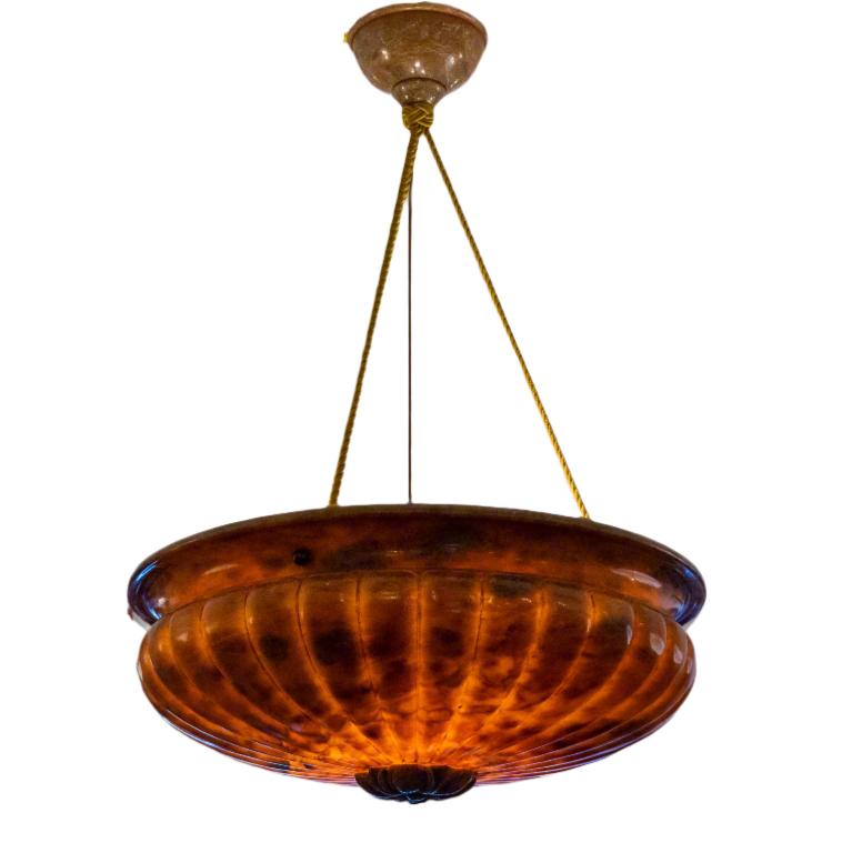 Neoclassical Amber Alabaster Light Fixture