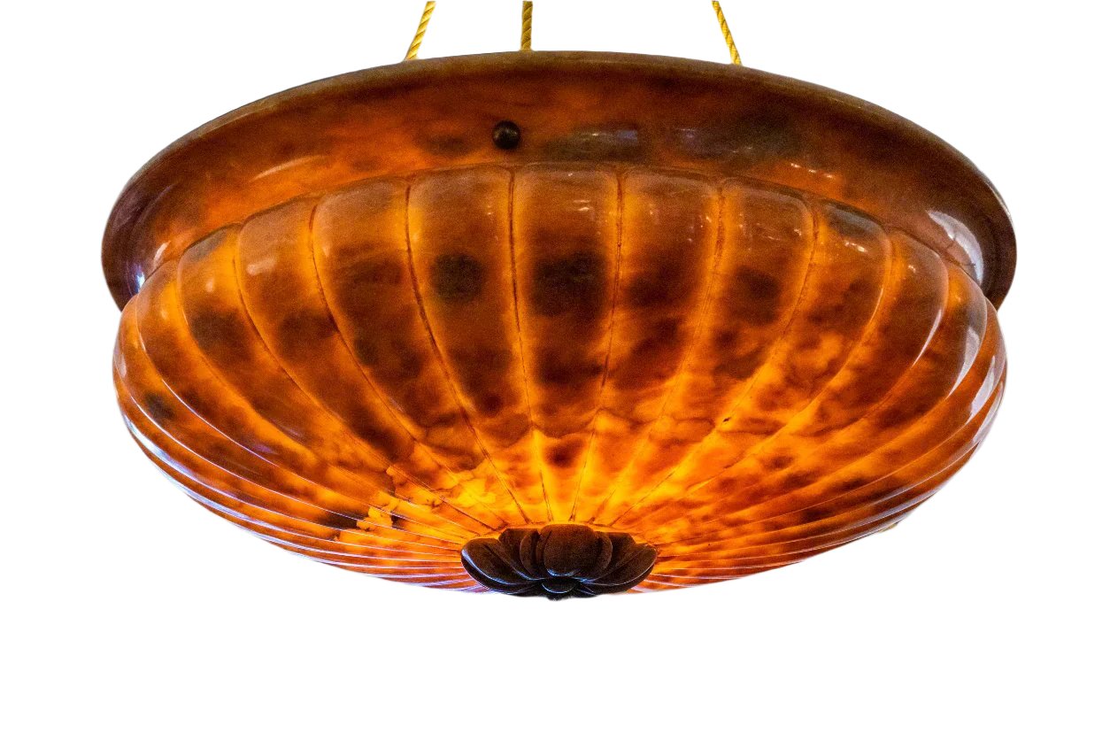 Neoclassical Amber Alabaster Light Fixture