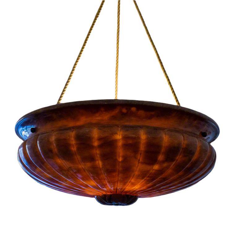 Neoclassical Amber Alabaster Light Fixture