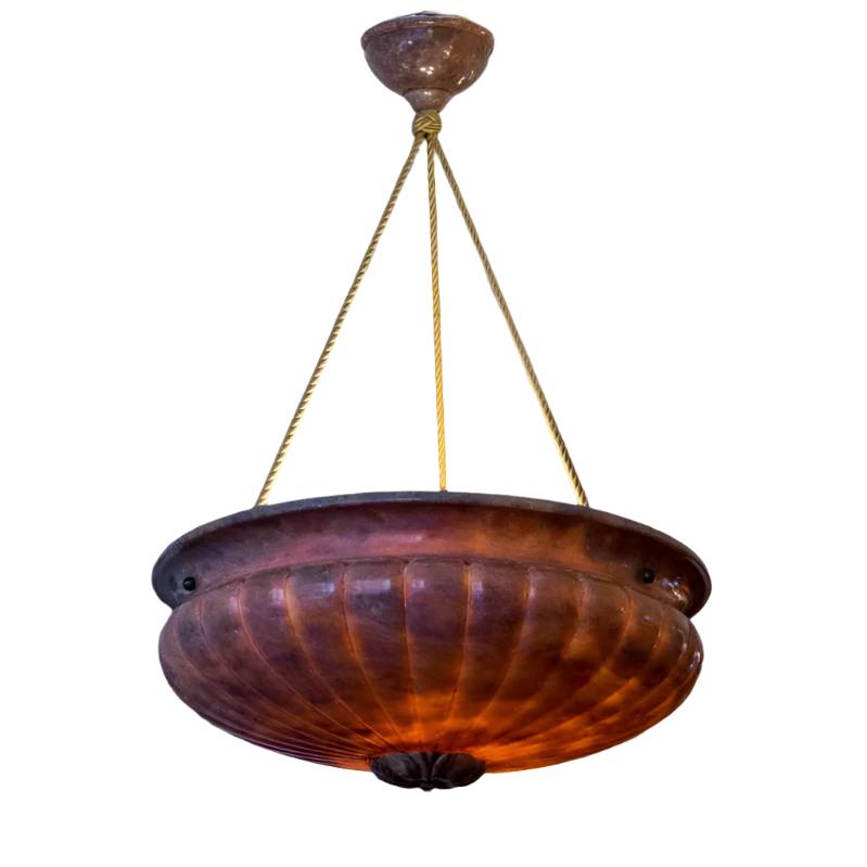 Neoclassical Amber Alabaster Light Fixture