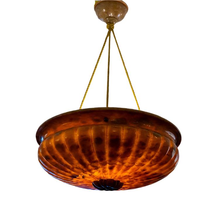 Neoclassical Amber Alabaster Light Fixture