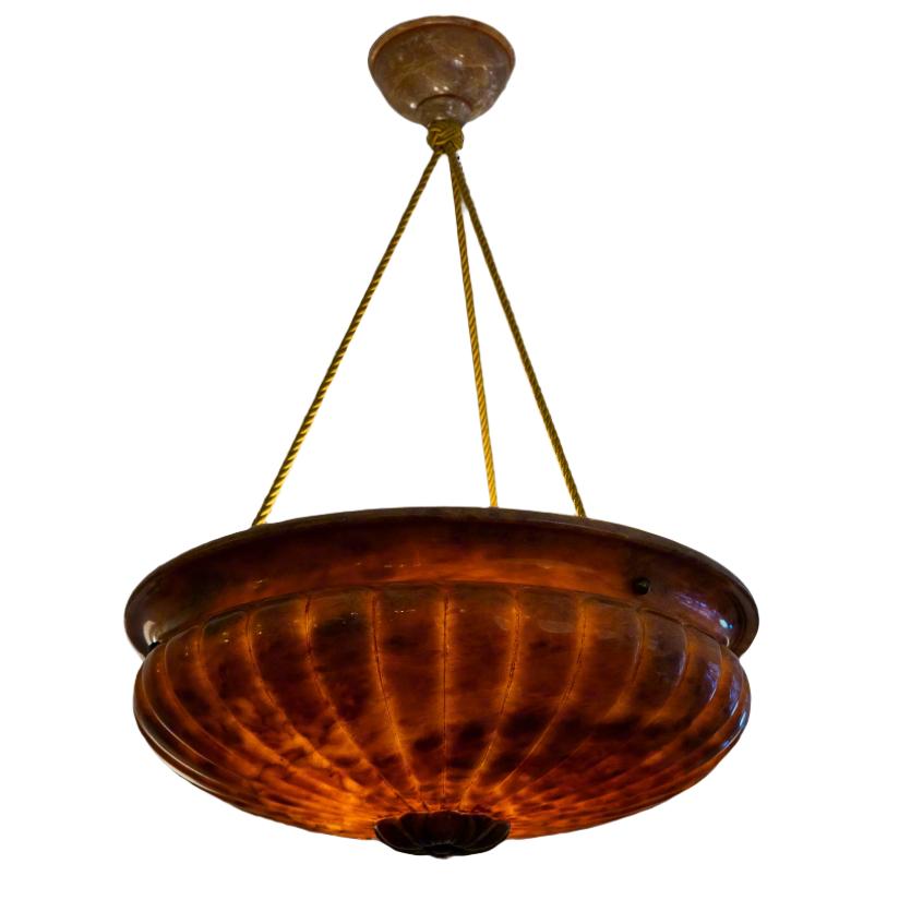 Neoclassical Amber Alabaster Light Fixture