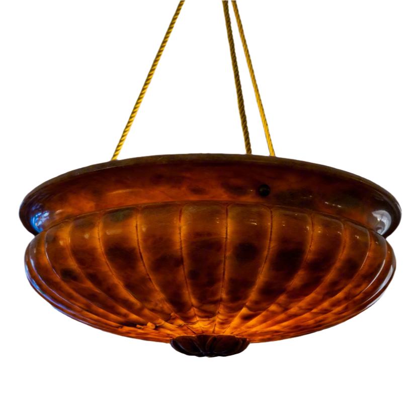 Neoclassical Amber Alabaster Light Fixture
