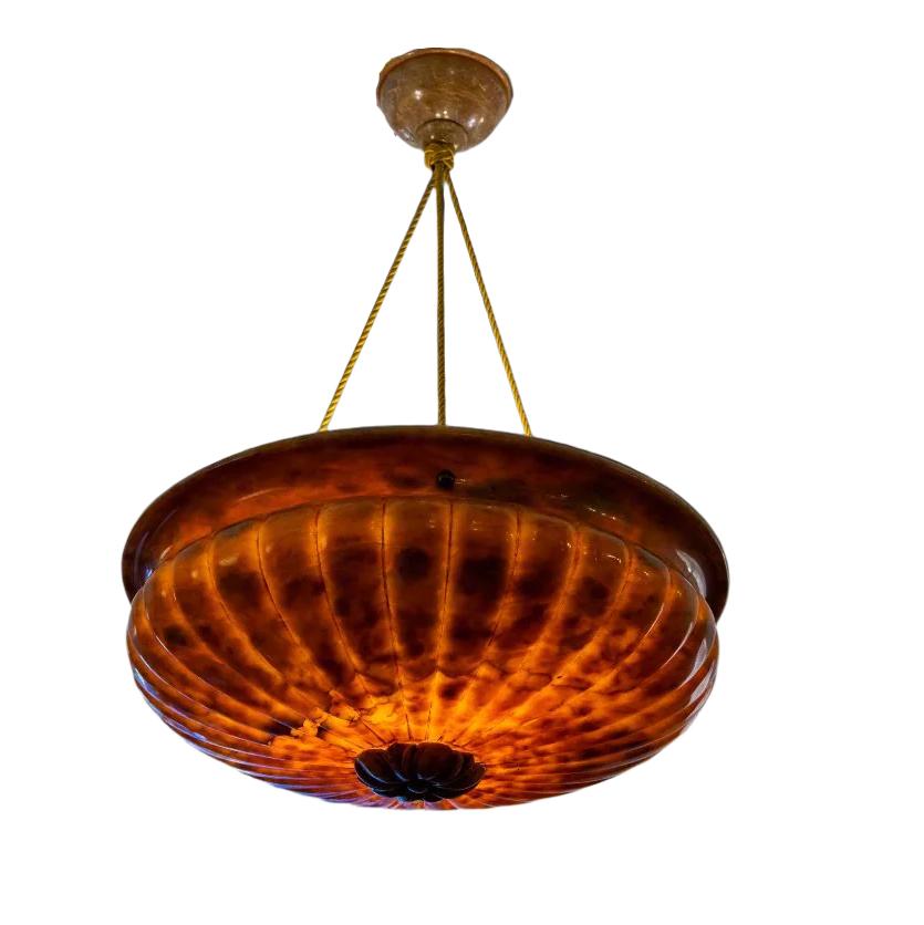 Neoclassical Amber Alabaster Light Fixture