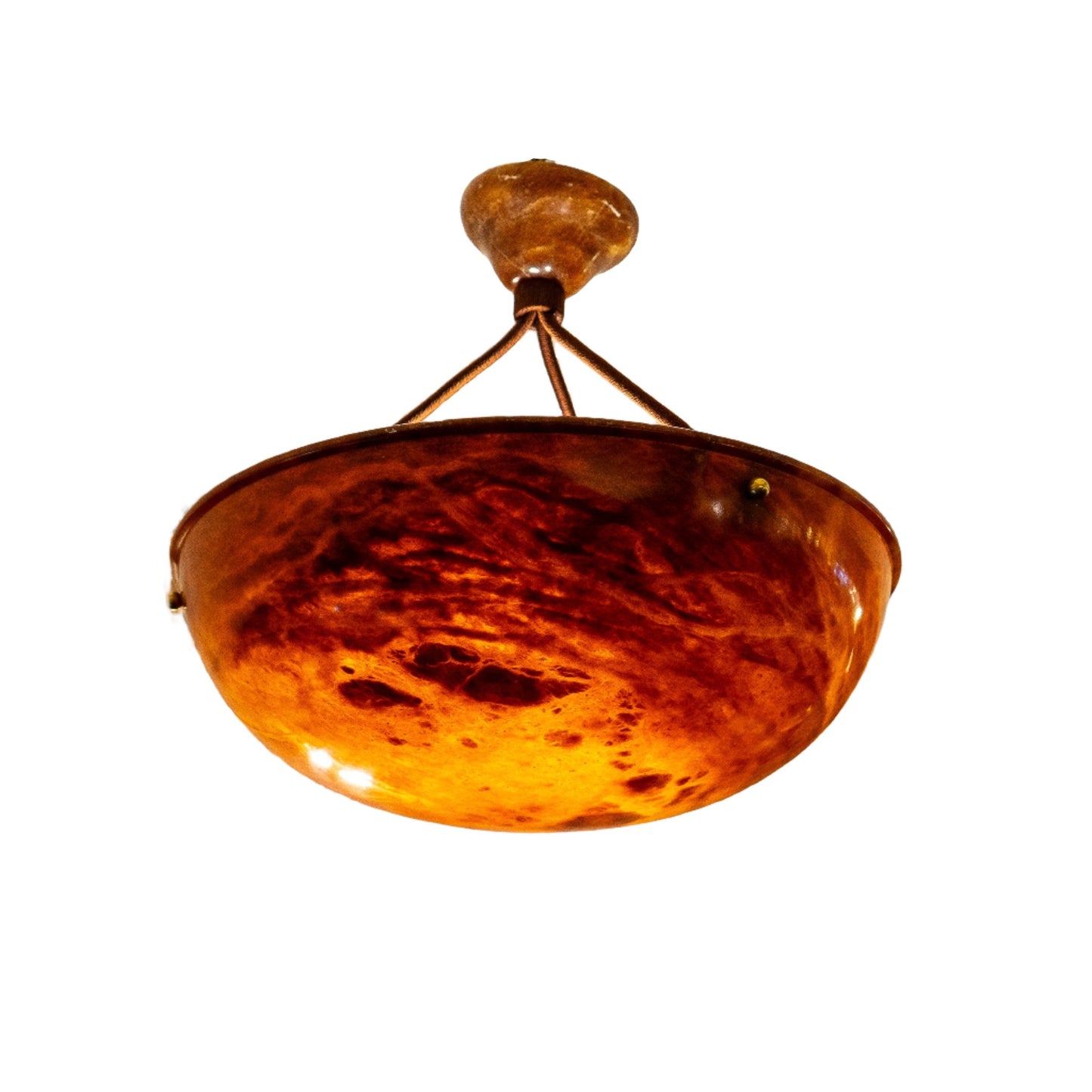 Dramatic Amber Alabaster Pendant, Sweden 1915