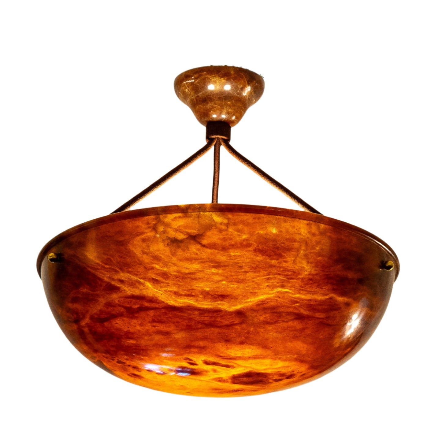 Dramatic Amber Alabaster Pendant, Sweden 1915
