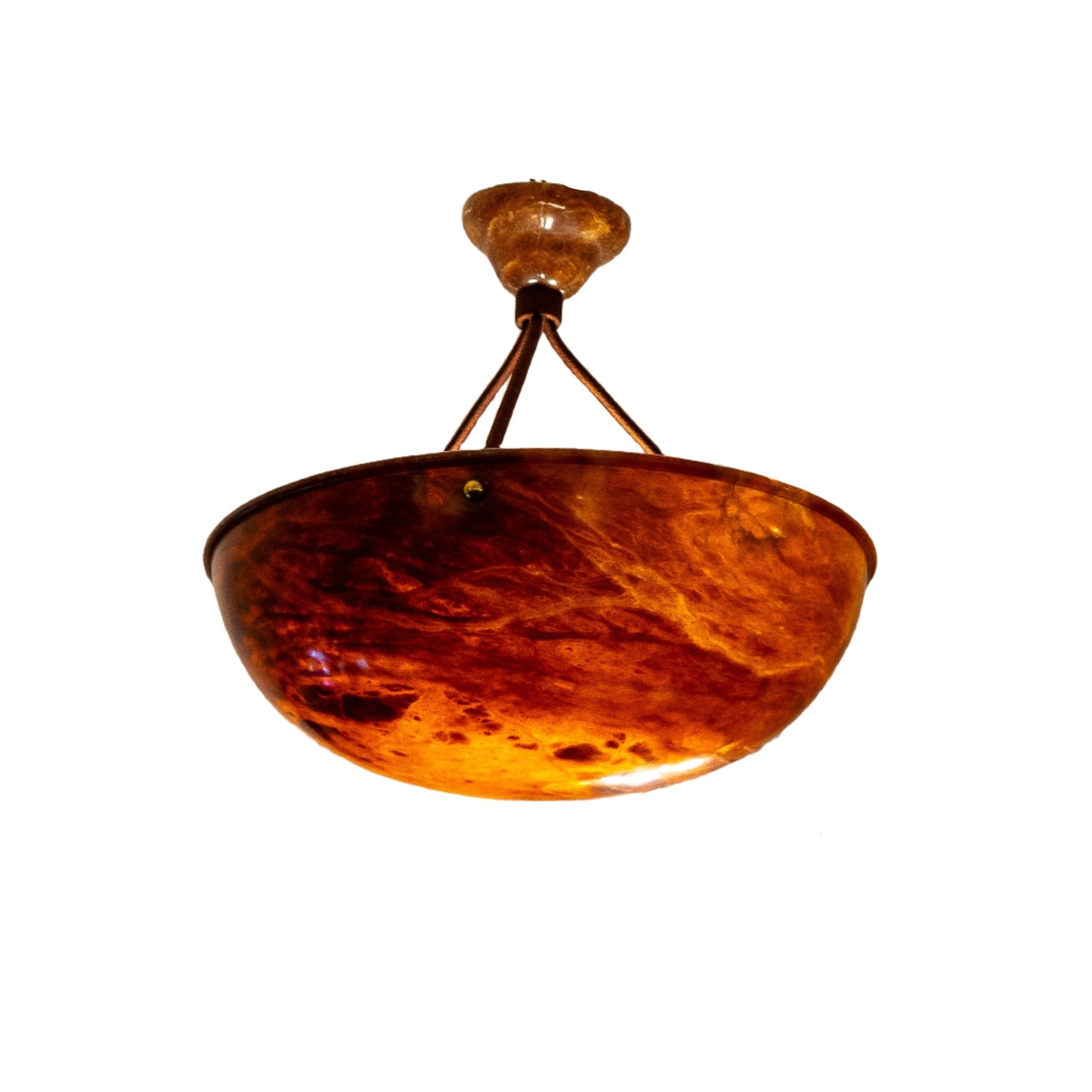 Dramatic Amber Alabaster Pendant, Sweden 1915