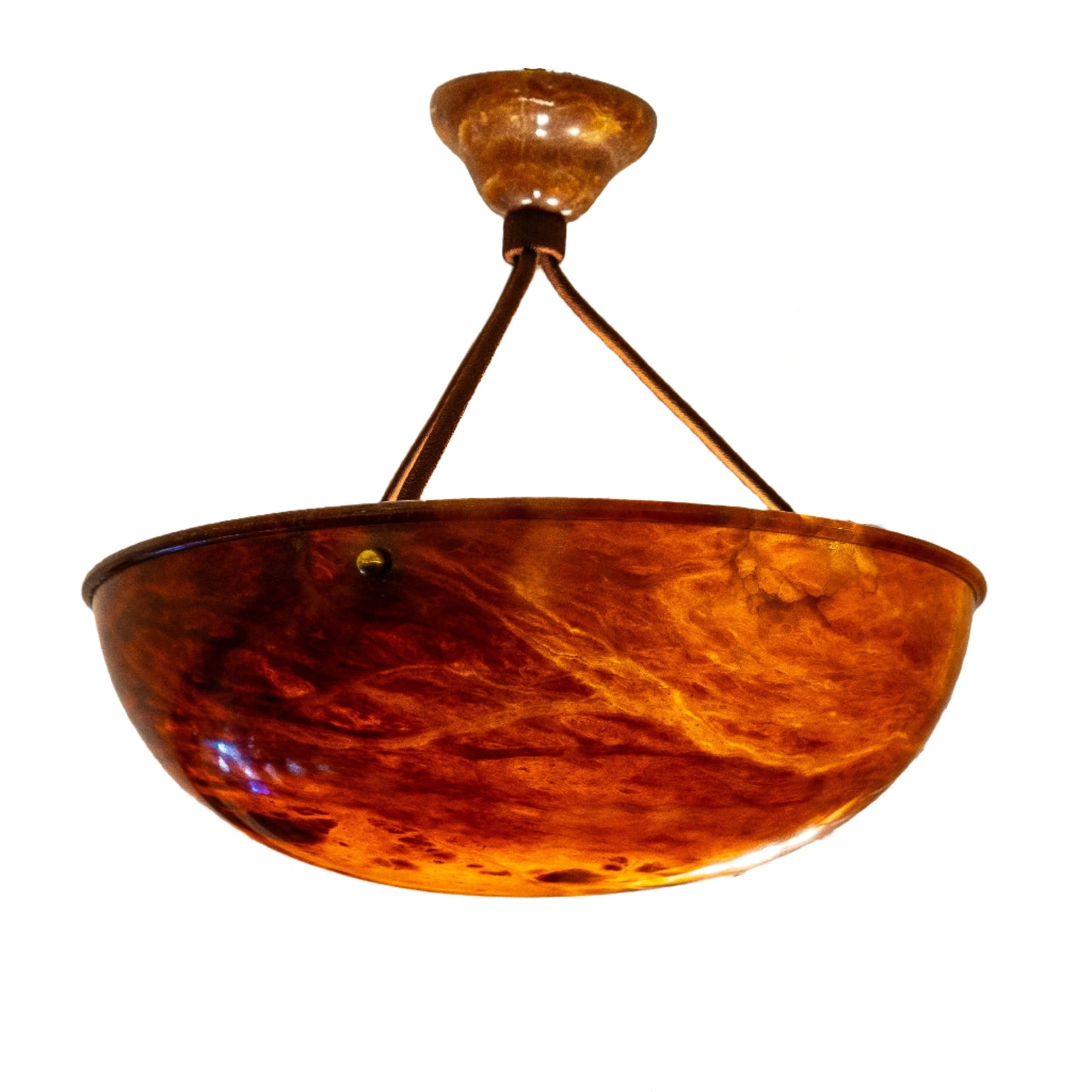 Dramatic Amber Alabaster Pendant, Sweden 1915