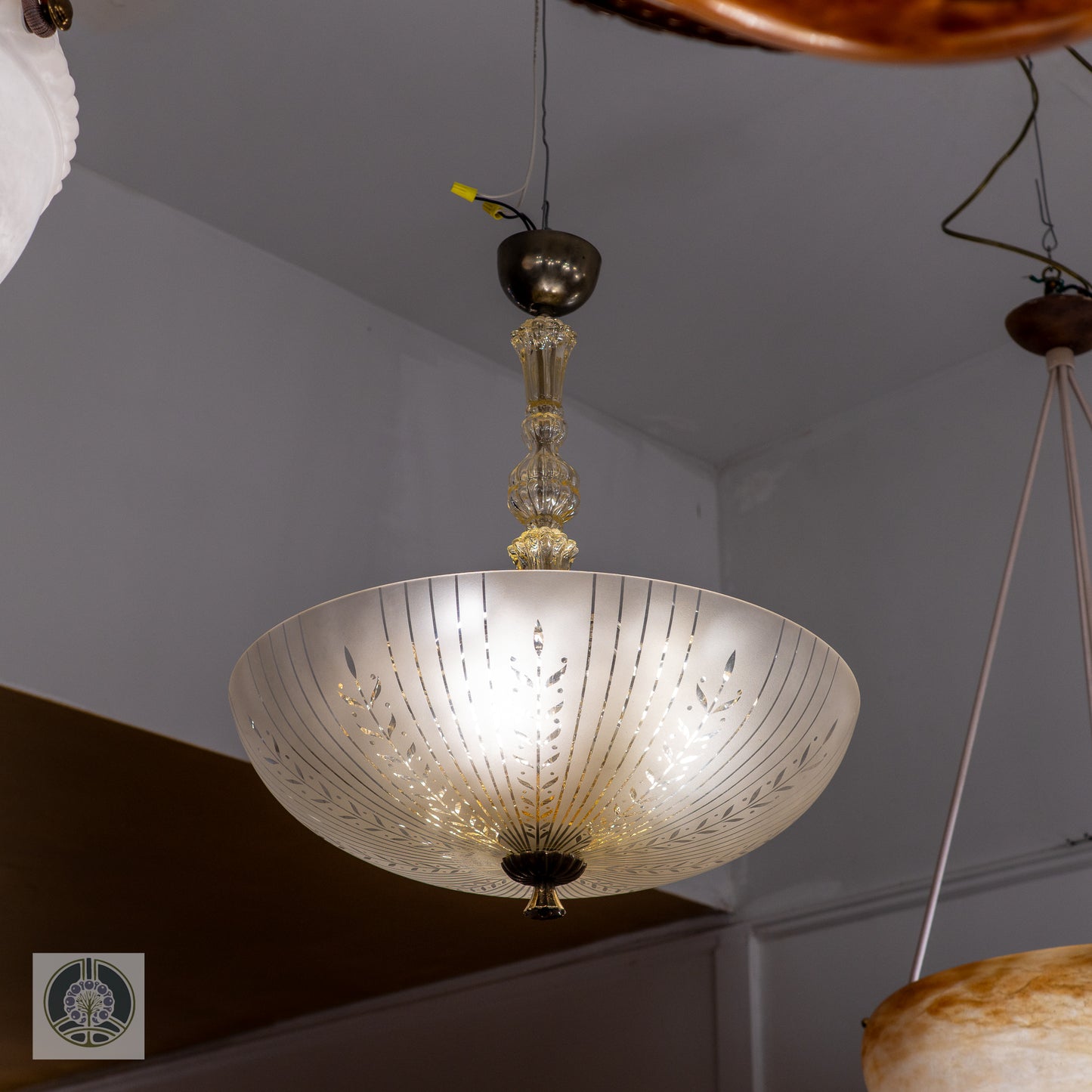 Late Art Deco Period Glass Pendant