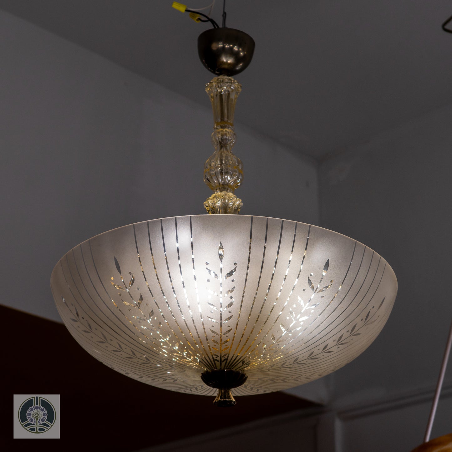 Late Art Deco Period Glass Pendant