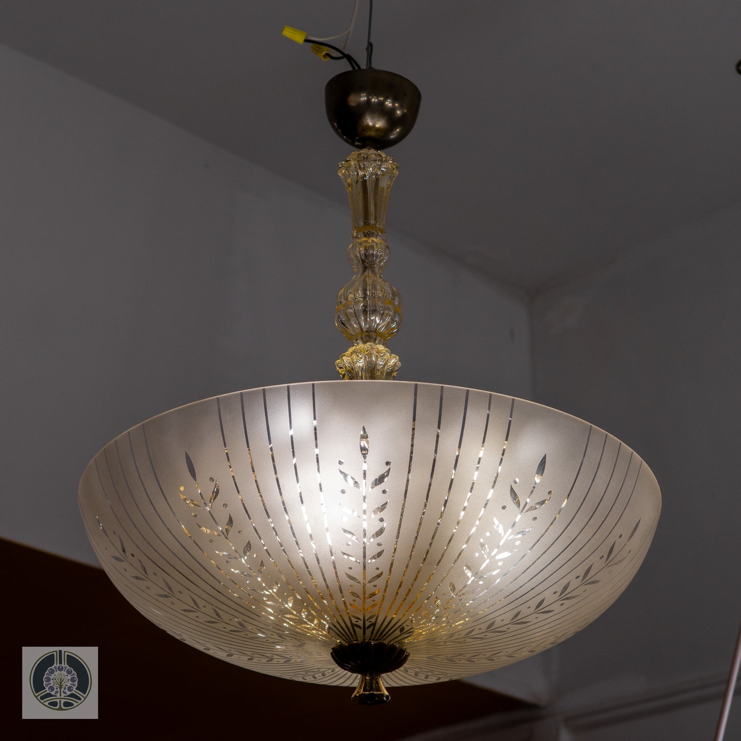 Late Art Deco Period Glass Pendant