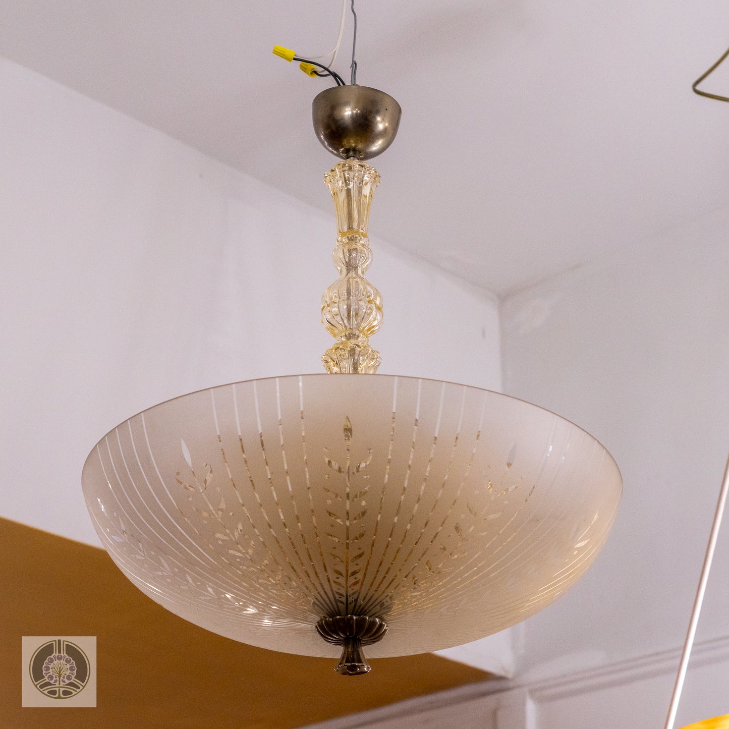 Late Art Deco Period Glass Pendant