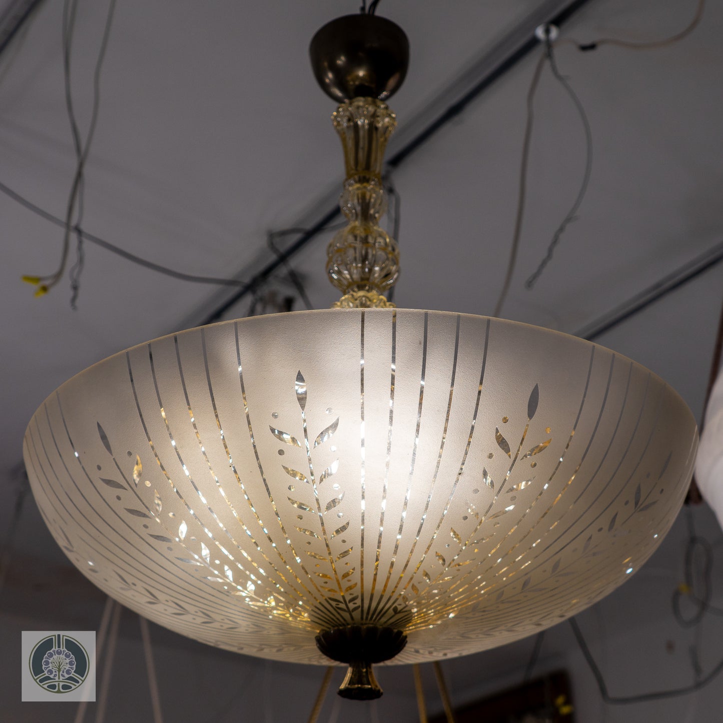Late Art Deco Period Glass Pendant