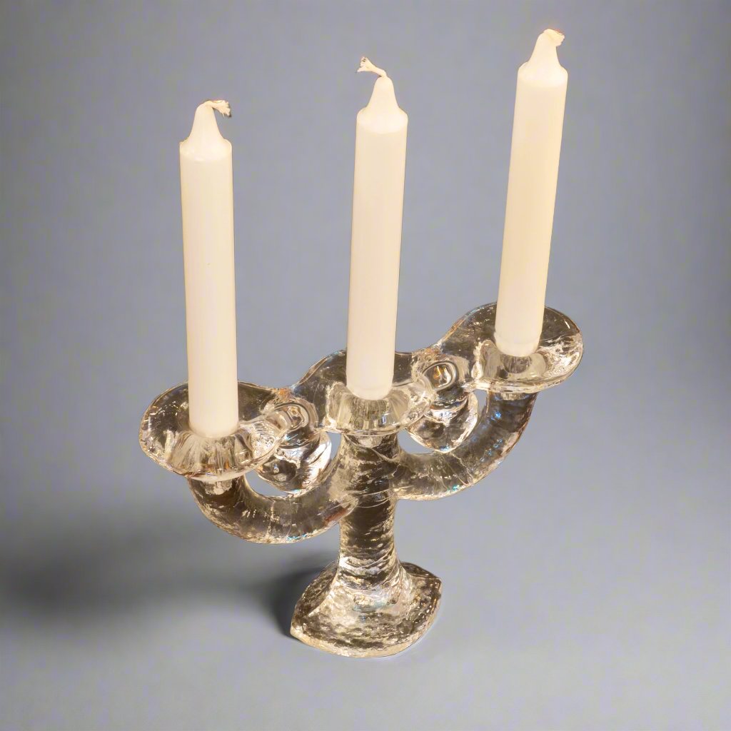 Vintage Pukeberg Triple Candle Holder