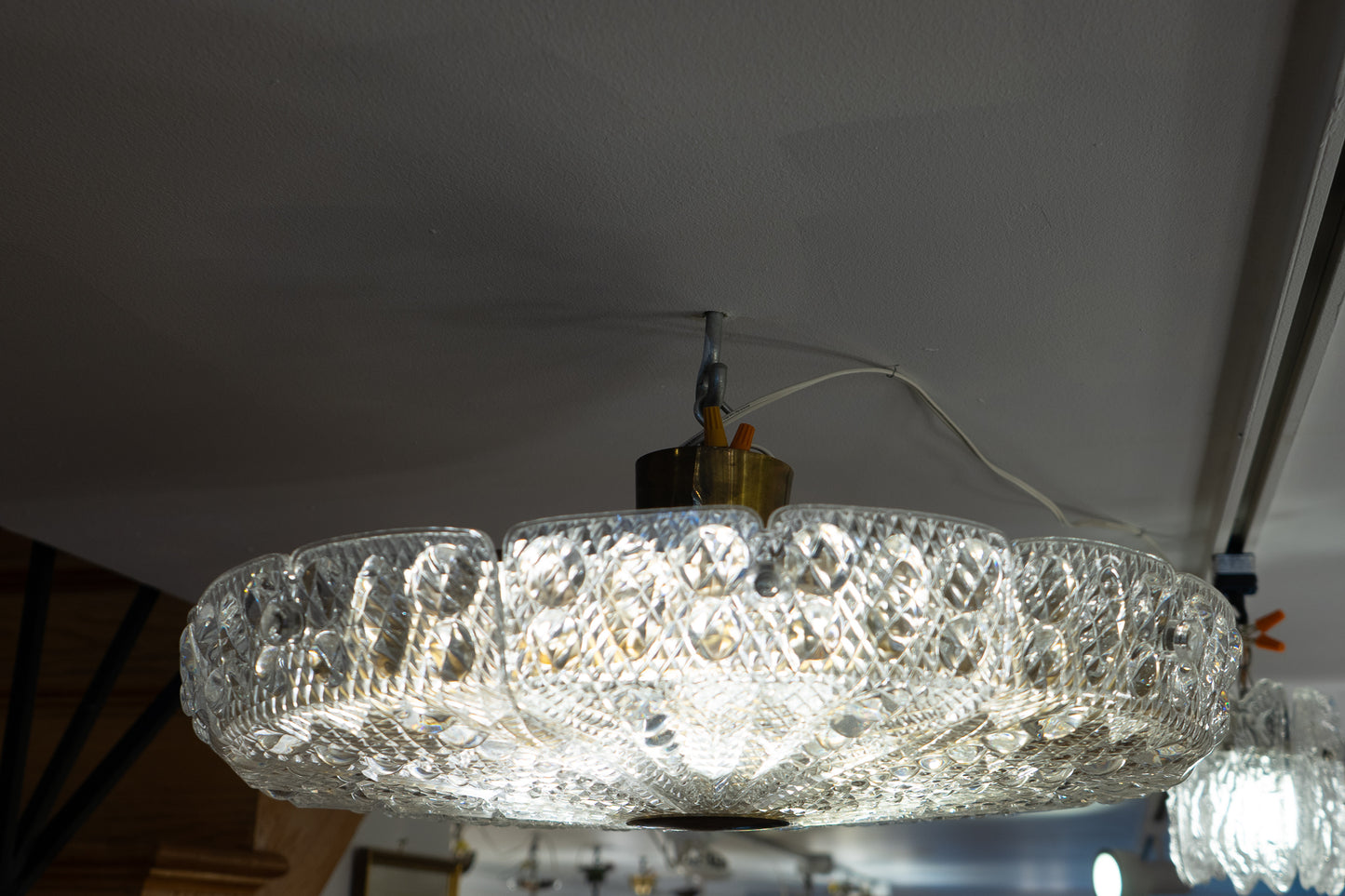 Orrefors Glass Ceiling Fixture, Sweden 1950