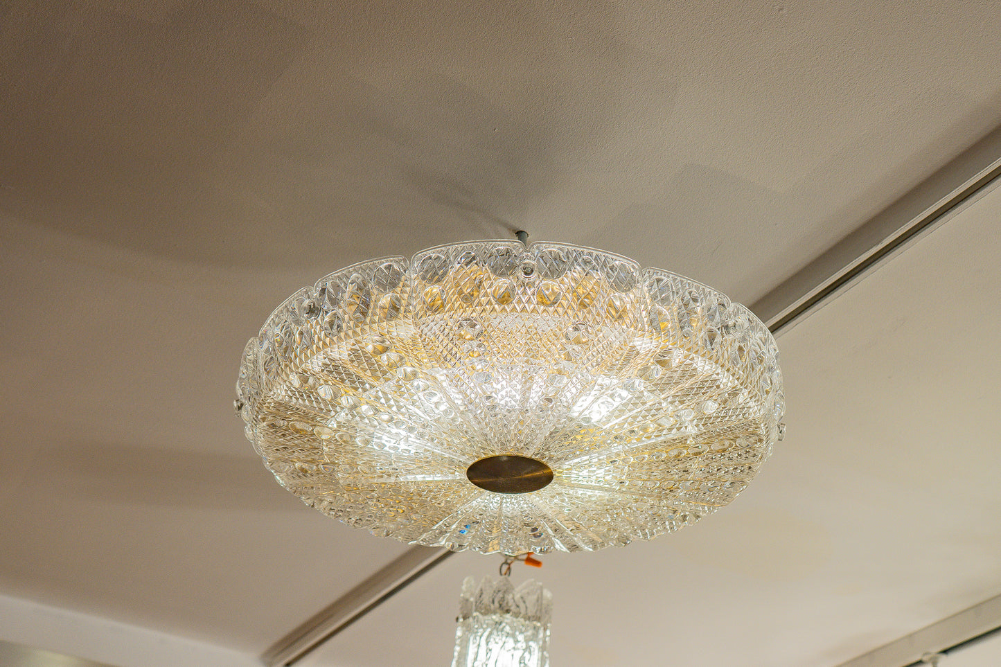Orrefors Glass Ceiling Fixture, Sweden 1950