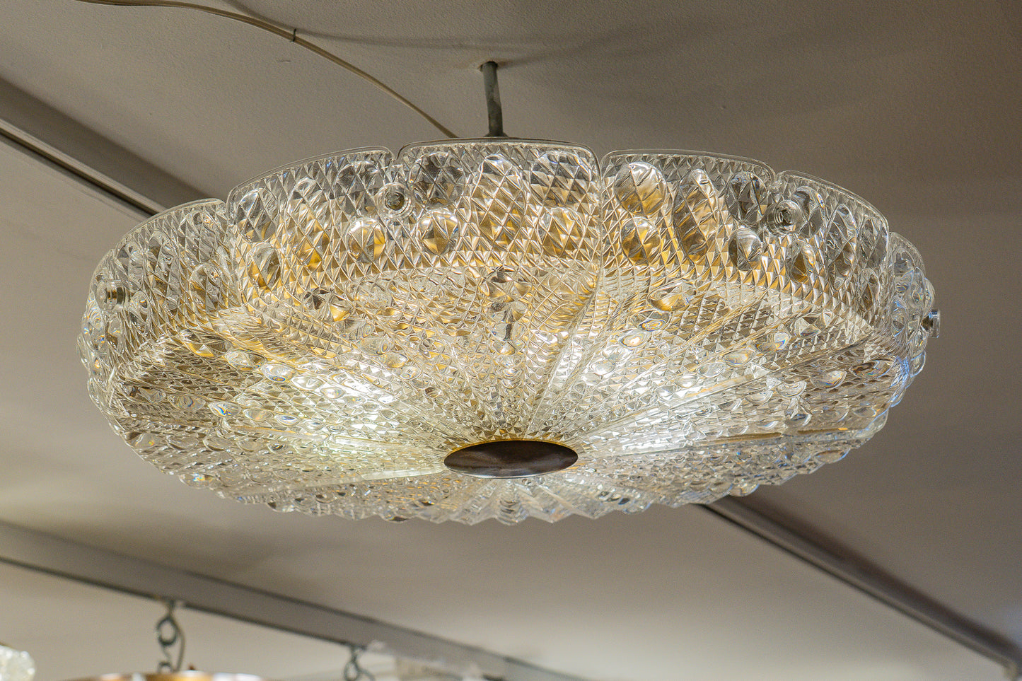Orrefors Glass Ceiling Fixture, Sweden 1950
