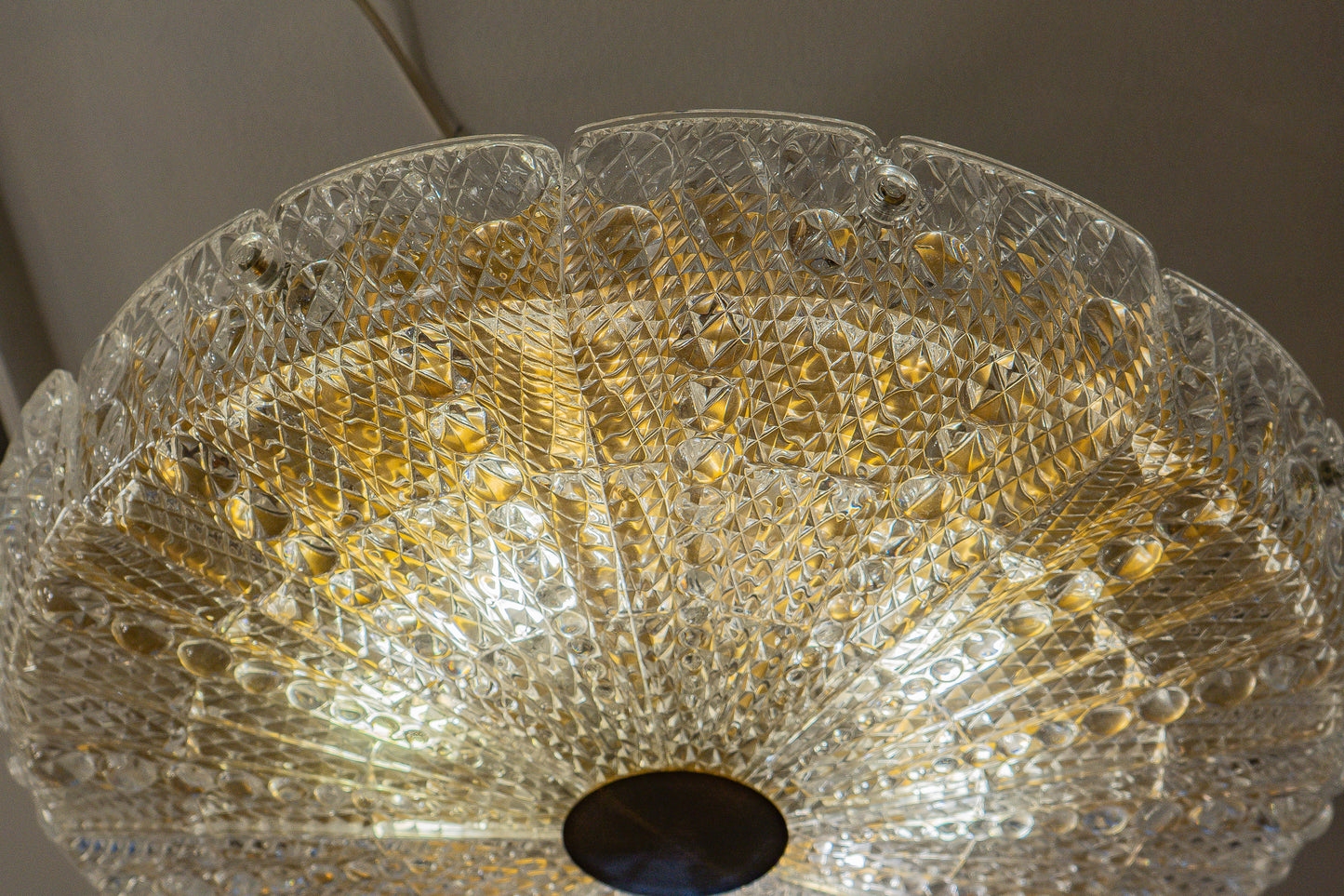 Orrefors Glass Ceiling Fixture, Sweden 1950