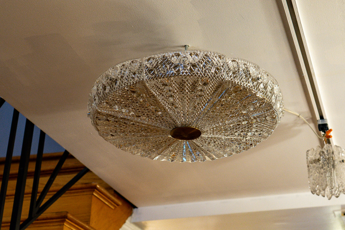 Orrefors Glass Ceiling Fixture, Sweden 1950