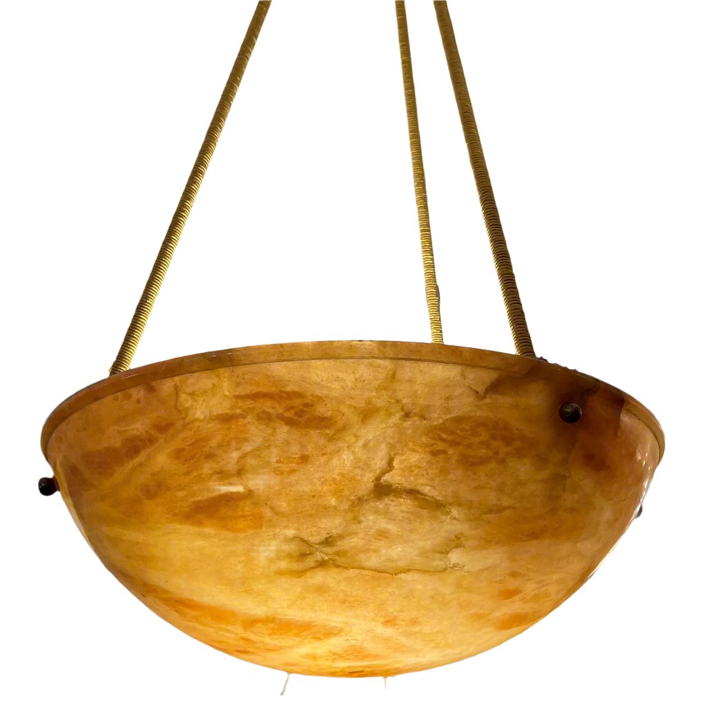 Amber Alabaster Light Fixture, Sweden 1910
