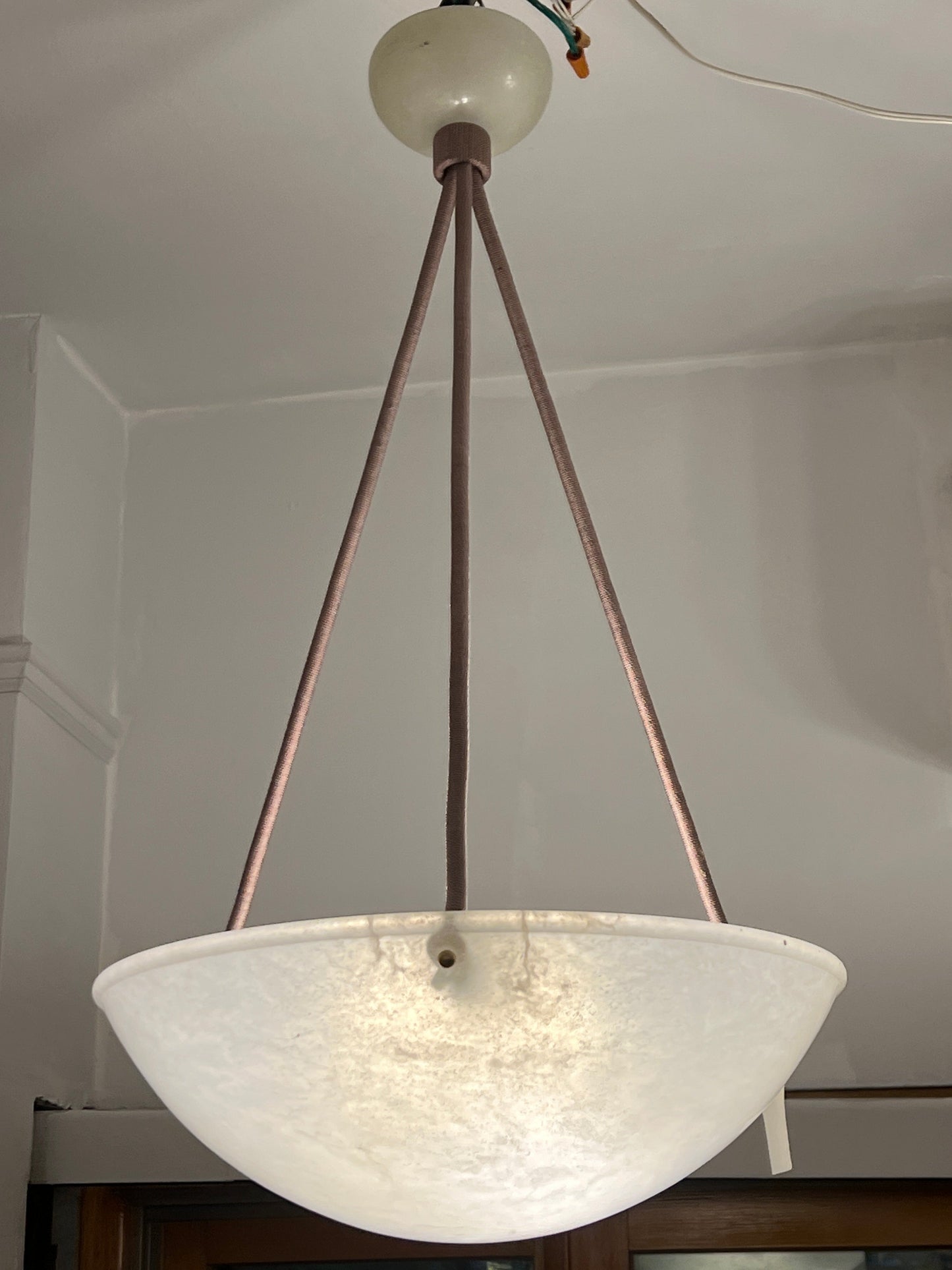 White Art Deco Alabaster Light Fixture