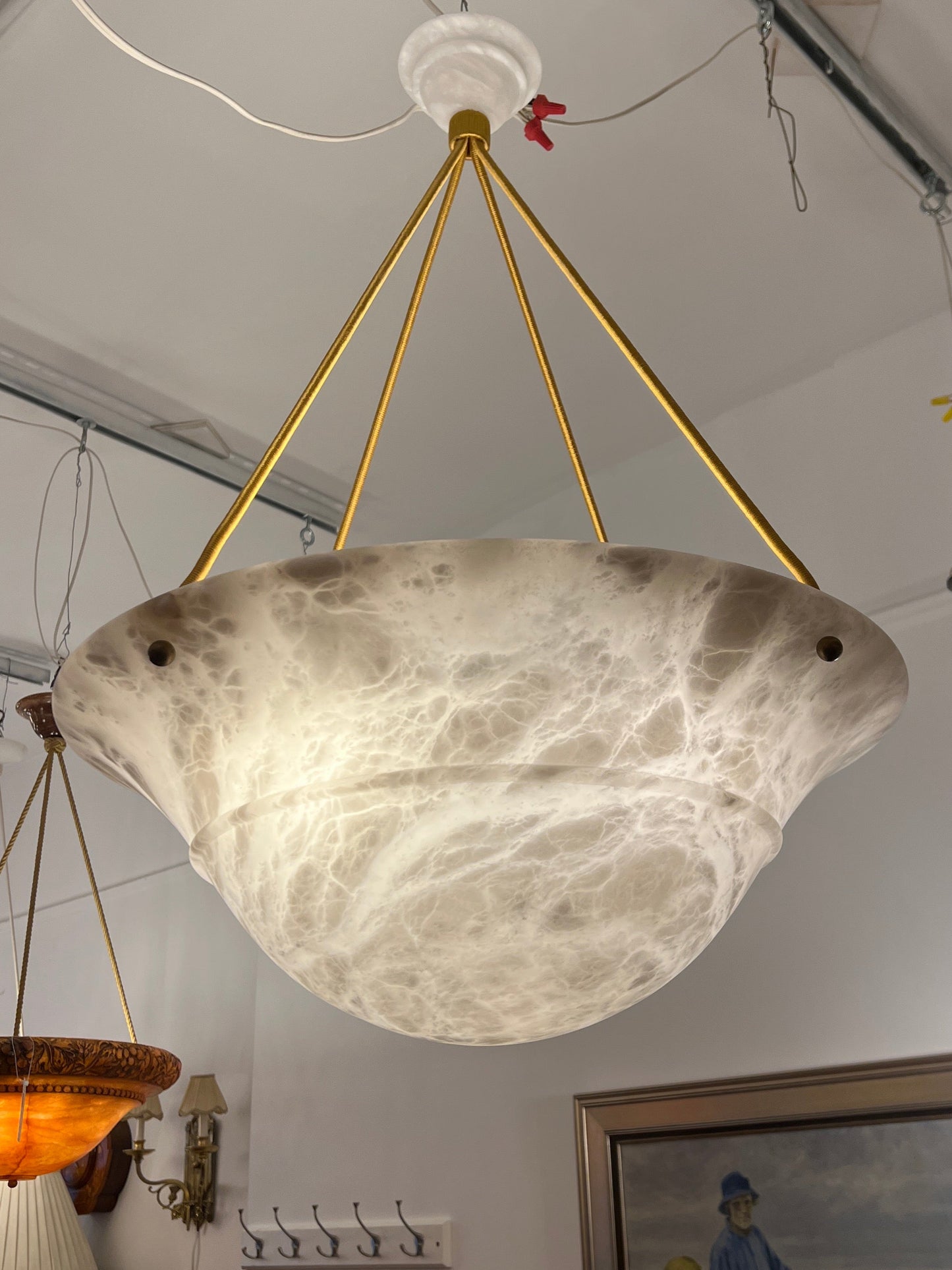 Alabaster Tureen Pendant, Sweden 1940