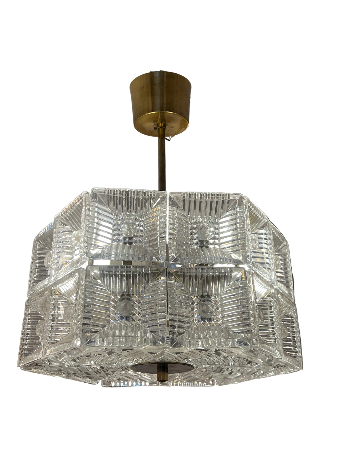 Clear glass chandelier with gold fixture