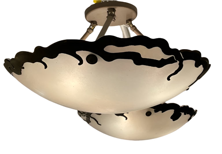 Pair of Iridescent Art Glass Chandeliers