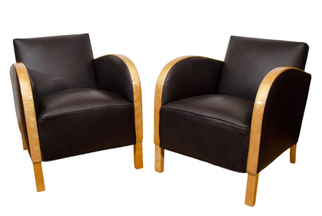 Art Deco Club Chairs, ca. 1930
