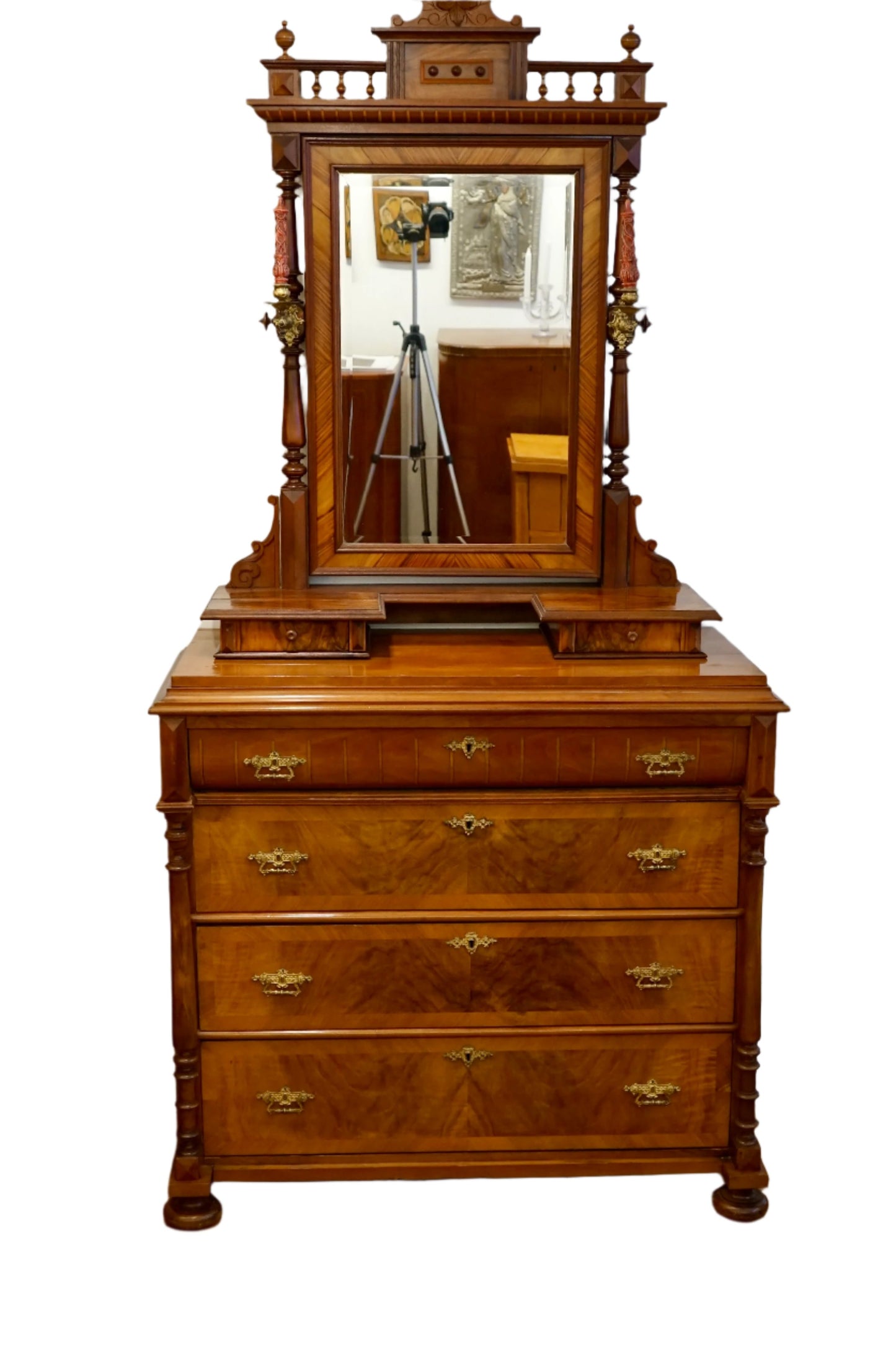 Renaissance Revival Dresser w/ Vanity Mirror