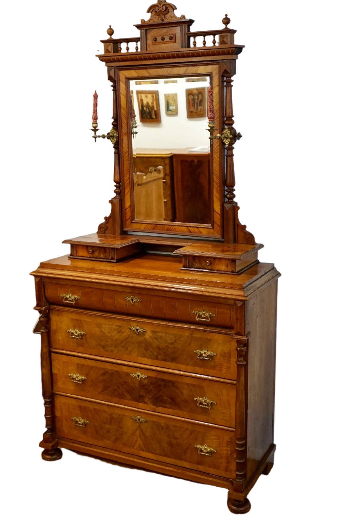 Renaissance Revival Dresser w/ Vanity Mirror