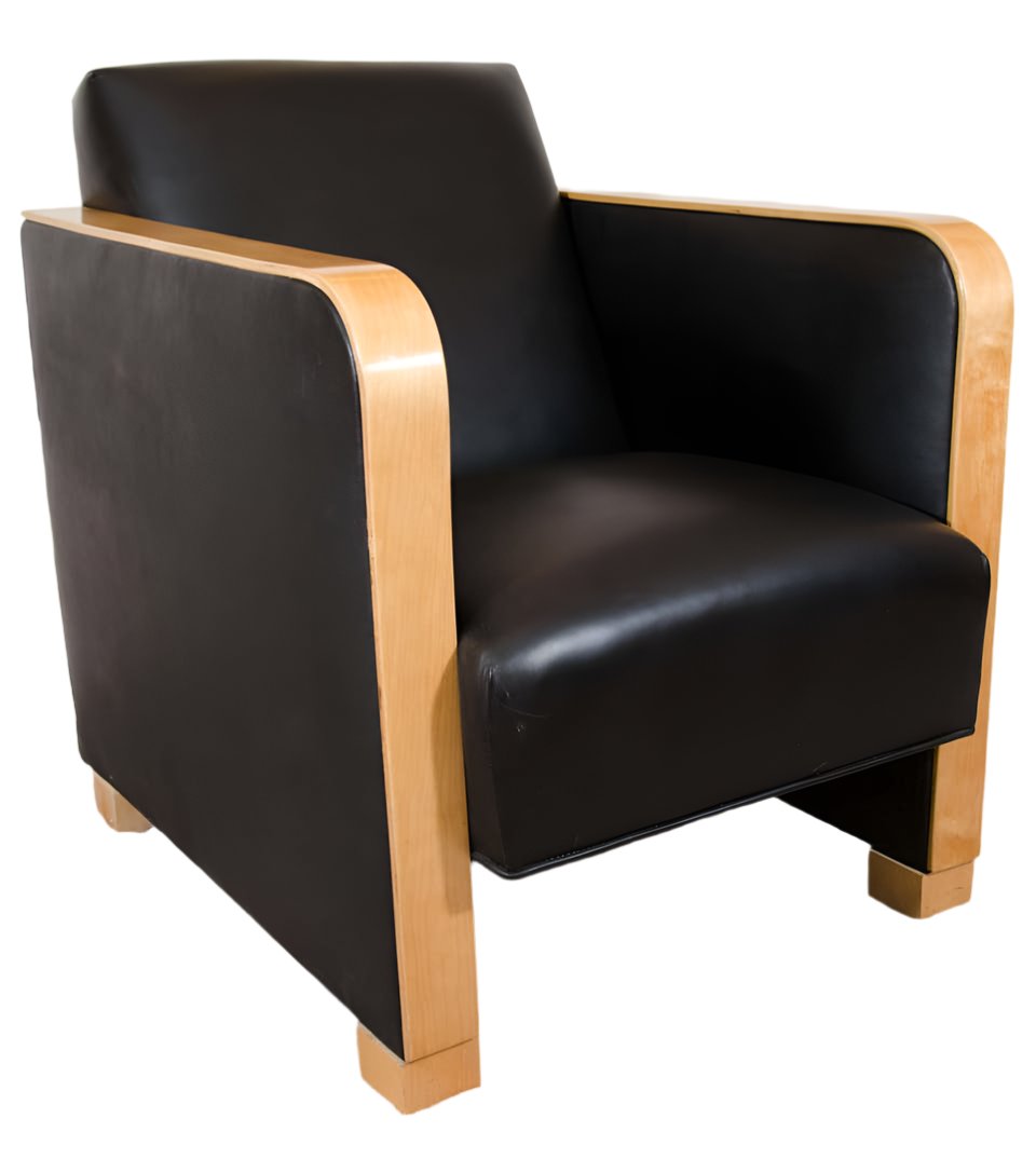 Art Deco Club Chair in Black Motorcycle Leather