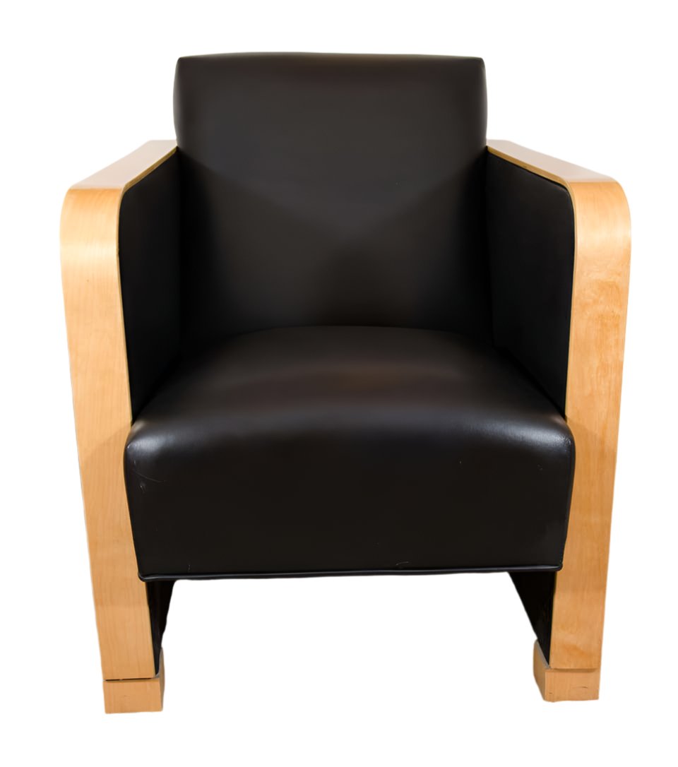 Art Deco Club Chair in Black Motorcycle Leather