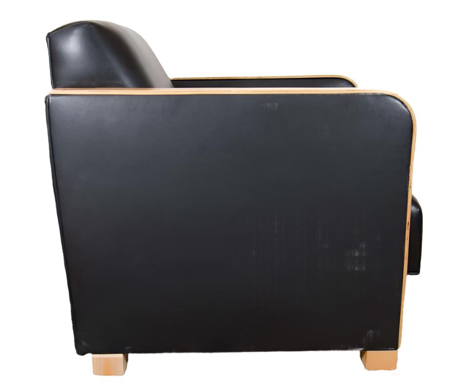 Art Deco Club Chair in Black Motorcycle Leather