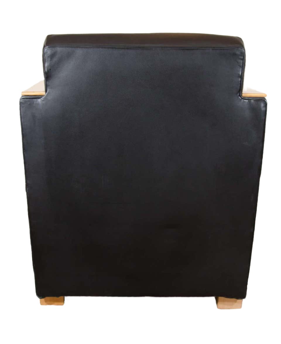 Art Deco Club Chair in Black Motorcycle Leather