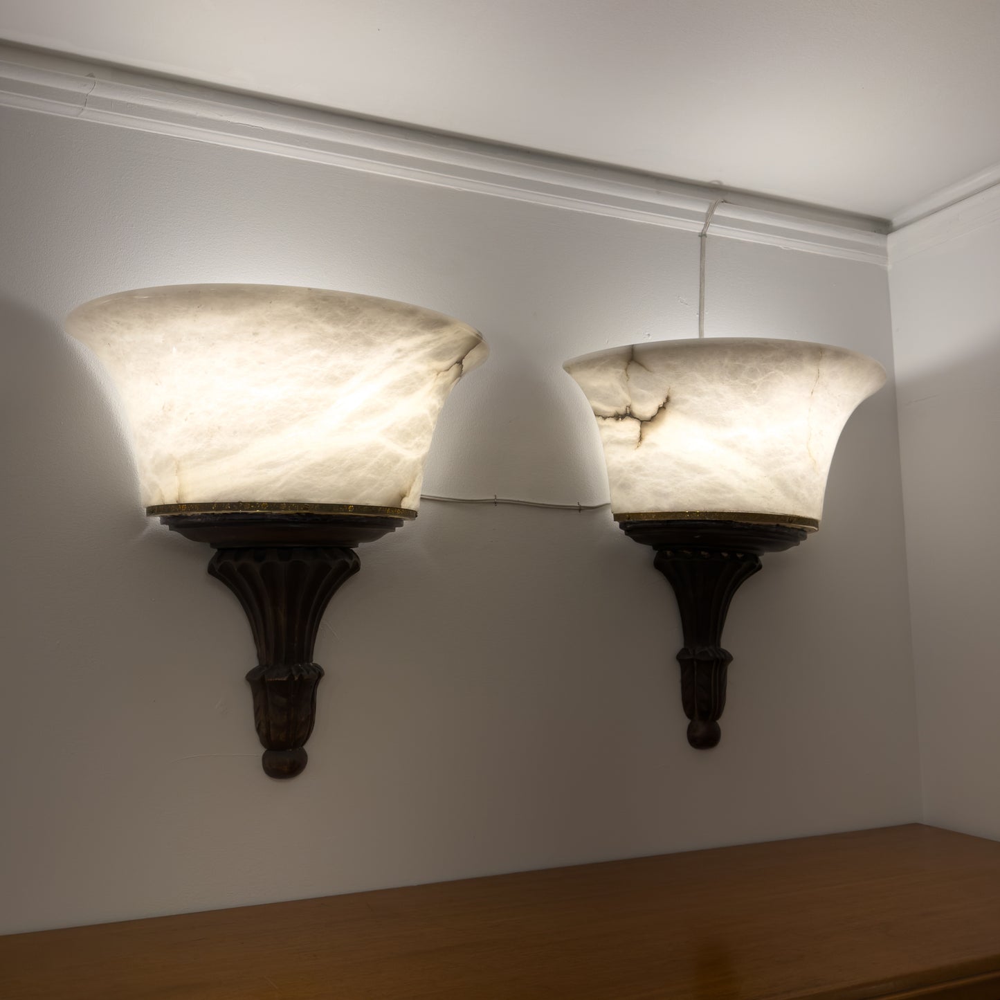 Neoclassical Alabaster Torches