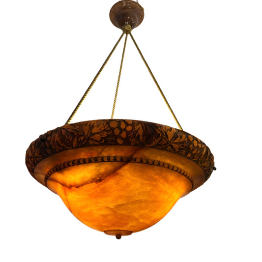 Grape Adorned Amber Alabaster Chandelier