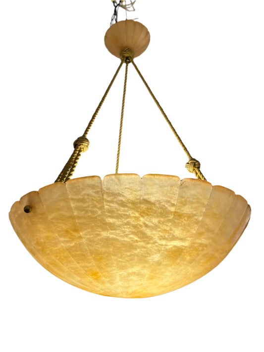 Amber Art Deco Alabaster Chandelier