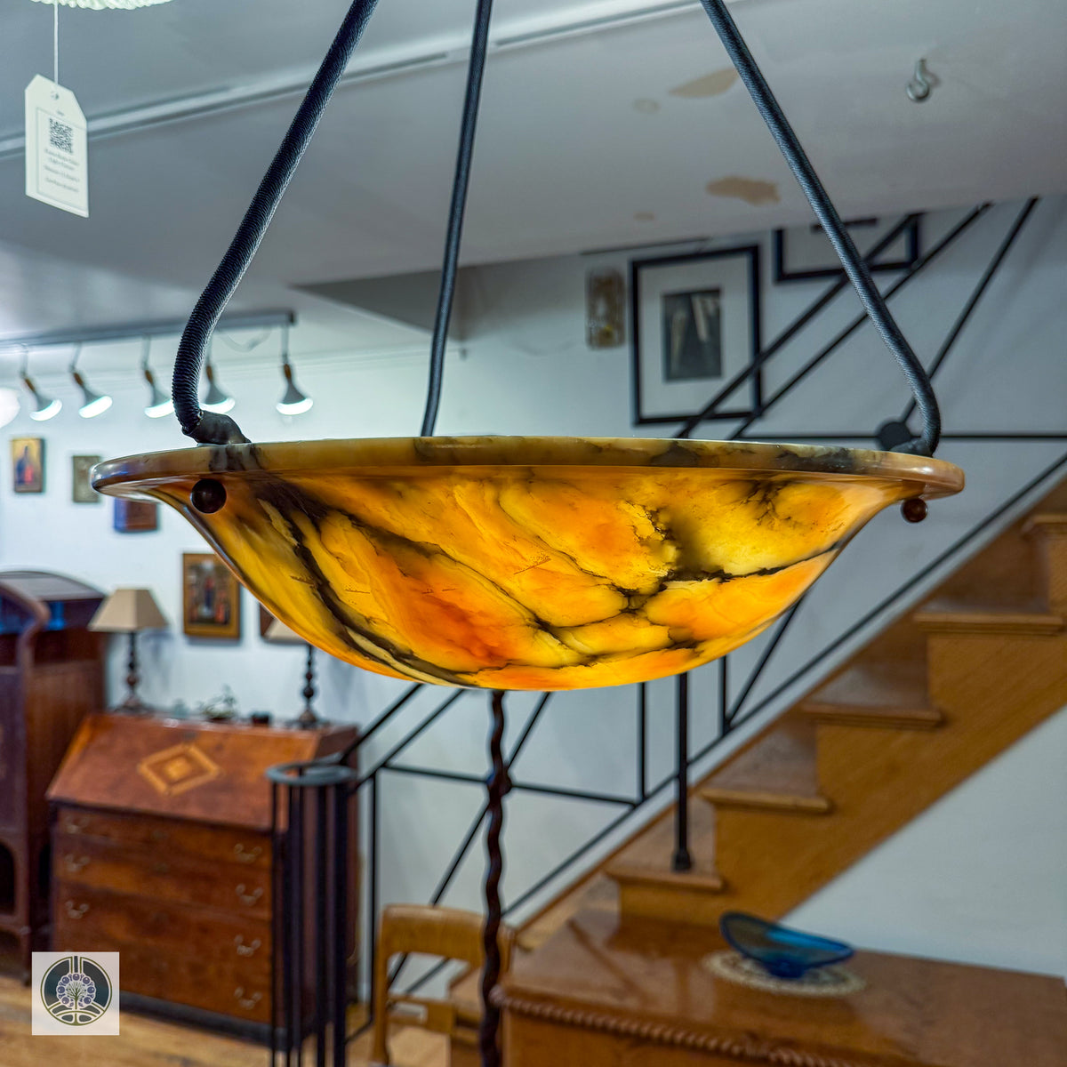 Stormy Alabaster Fixture, Sweden 1910