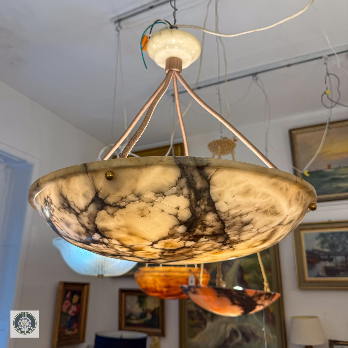 Art Nouveau Period Alabaster Light Fixture