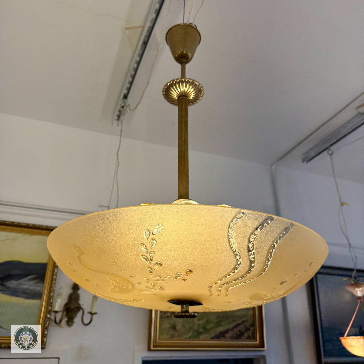 Swedish Grace Period Glass Light Fixture
