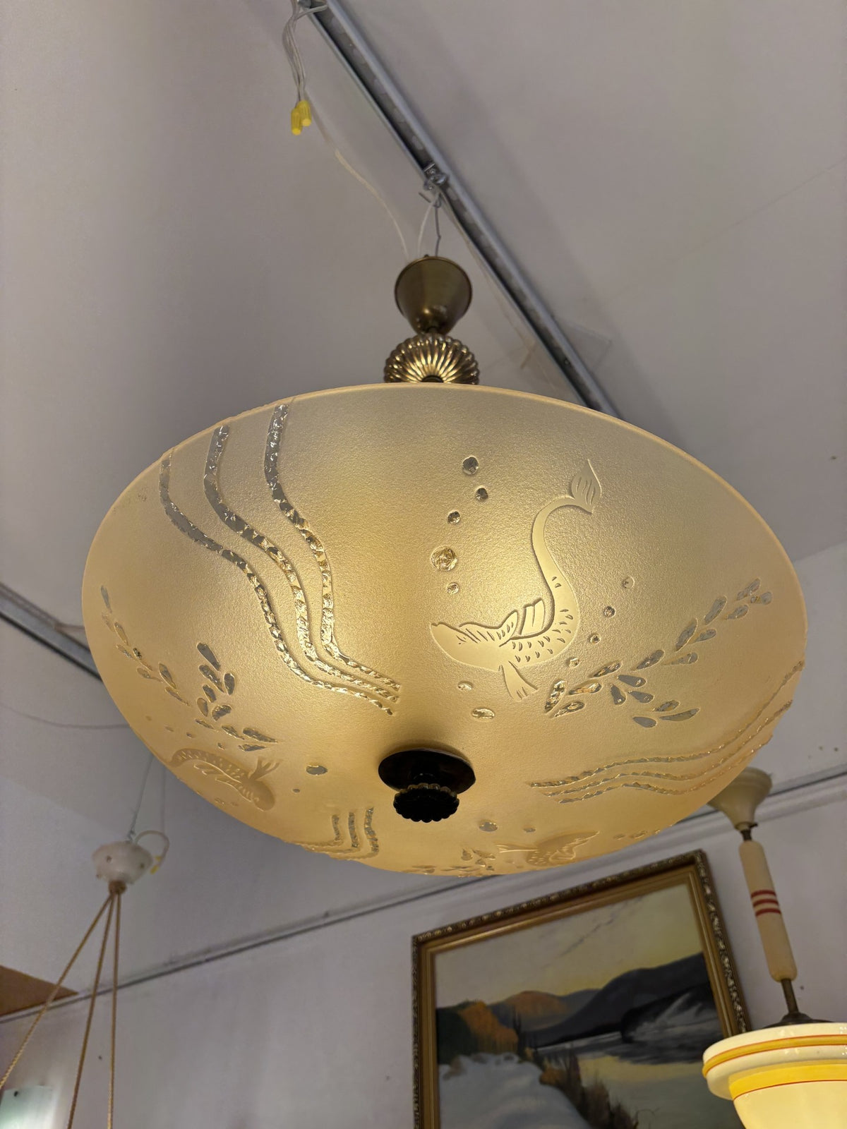 Swedish Grace Period Glass Light Fixture