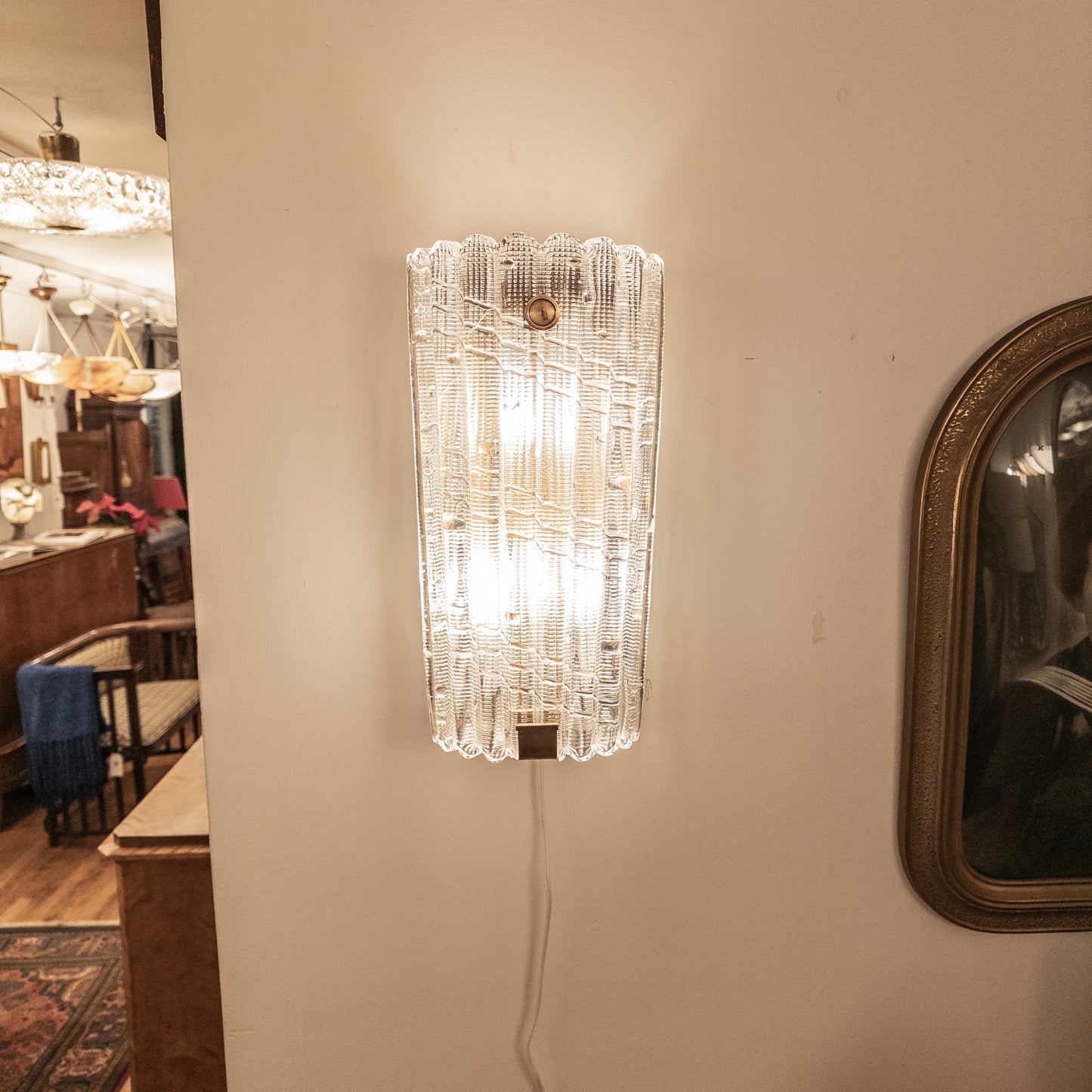 Vintage Large Format Crystal Sconce