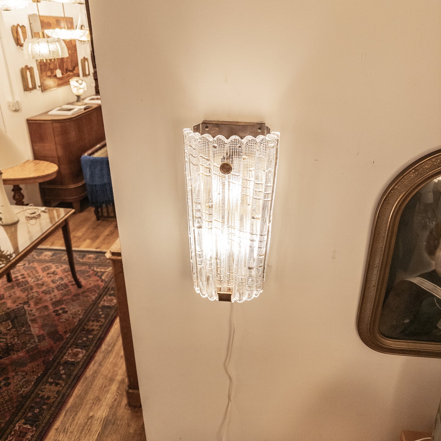 Vintage Large Format Crystal Sconce