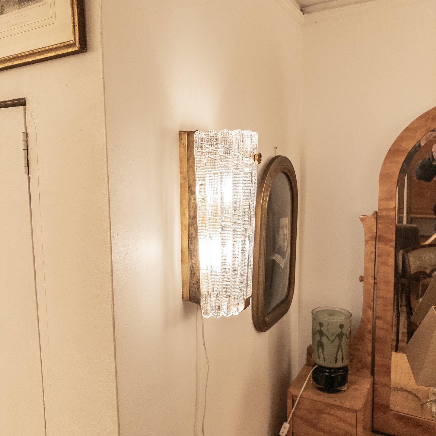 Vintage Large Format Crystal Sconce