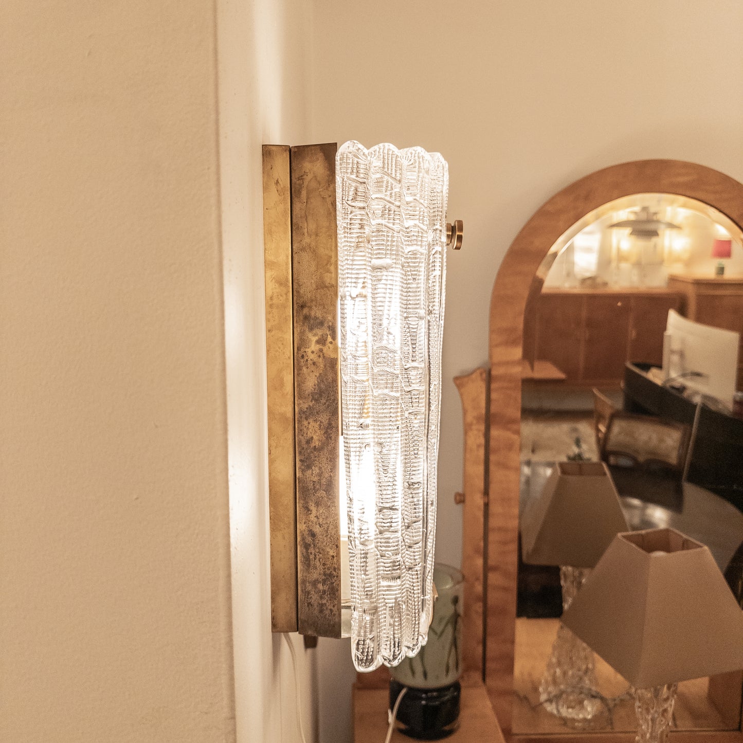 Vintage Large Format Crystal Sconce